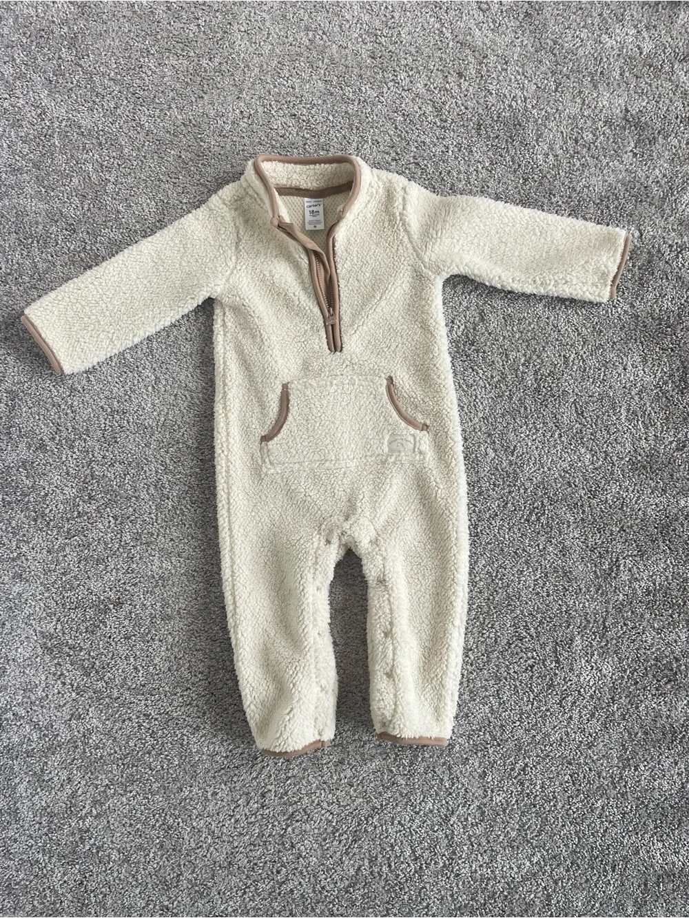 Carter's Gender Neutral Sherpa Coverall Fleece Jumpsuit Size 18 months